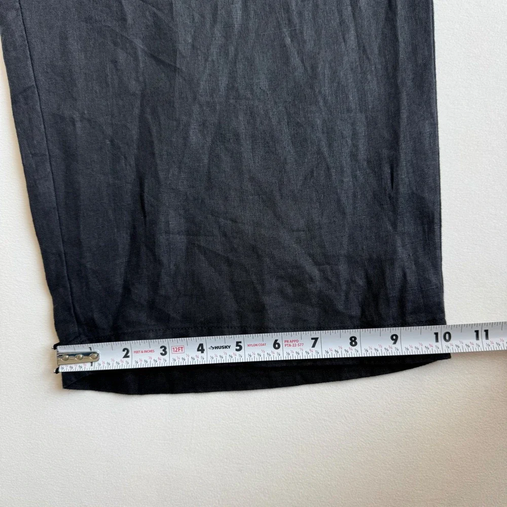 Quince Black 100% European Linen Pants 2X Elastic Waist breathable lightweight